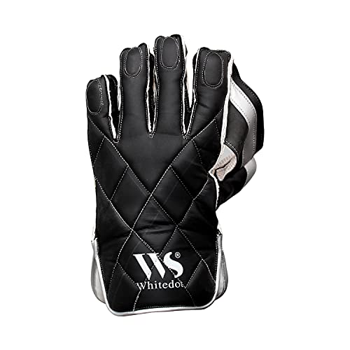 WHITEDOT Sports Albatross Leather Cricket Wicket Keeping Pad with Wicket Keeping Gloves, Black, Suitable for Youth (Medium) - Image 3