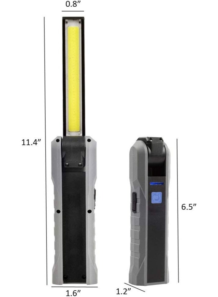 Y&D Rechargeable LED Work Light, Foldable USB Portable Flashlight with Magnetic Base, Hook, 300° Rotation, Power Indicator, Ideal for Mechanic, Camping, Emergency, Repair, BBQ - Image 5