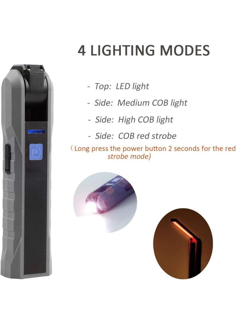 Bluejw USB Work Light COB LED Inspection Light, Foldable Rechargeable Flashlight Portable Handheld Work Lamp with Magnetic Base & Swivel Hook & 4 Modes for Garage Mechanic Auto Car Truck Repair - Image 4