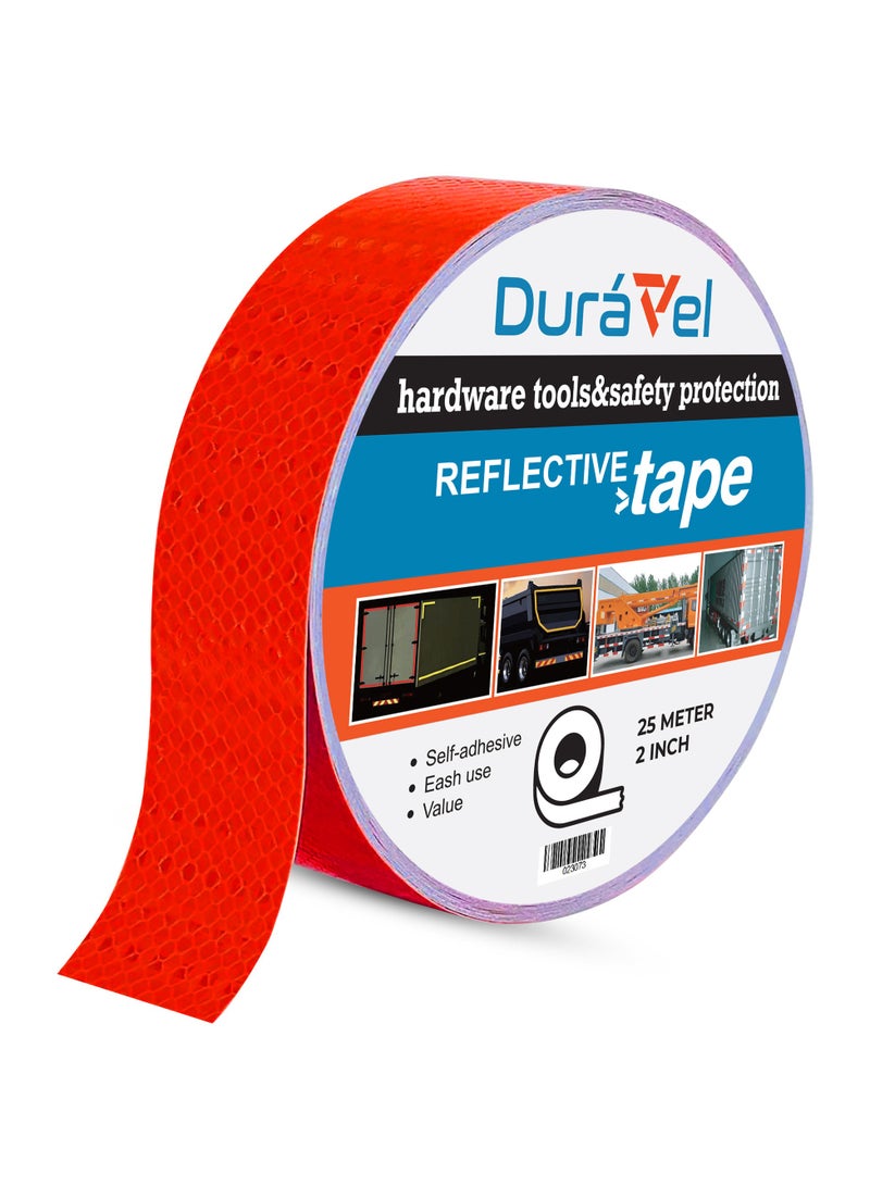 Duravel Duravel Reflective Safety Tape, 2 Inch x 25 Metre, Self-Adhesive (Red) - Image 1