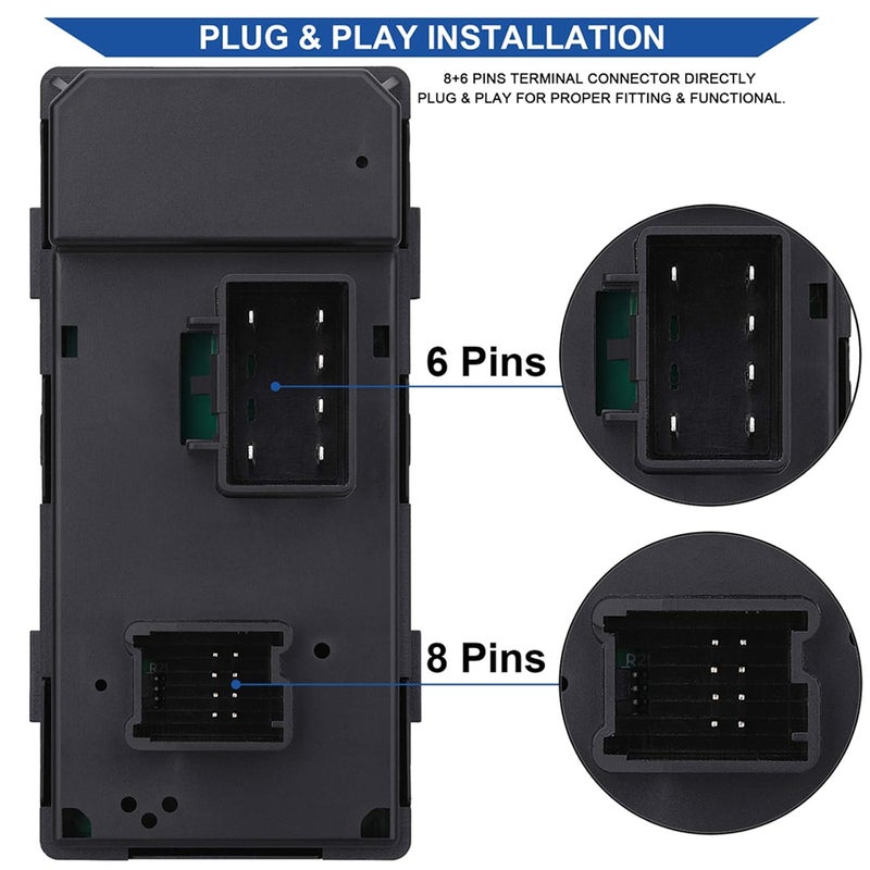AiYiGu Driver Side Power Window Switch & 3 Pcs Passenger Window Switches, Compatible with 07-13 Chevy Silverado/GMC Sierra 1500 2500HD 3500HD/10-13 Yukon/09-16 Chevrolet Traverse/08-11 HHR - Image 3
