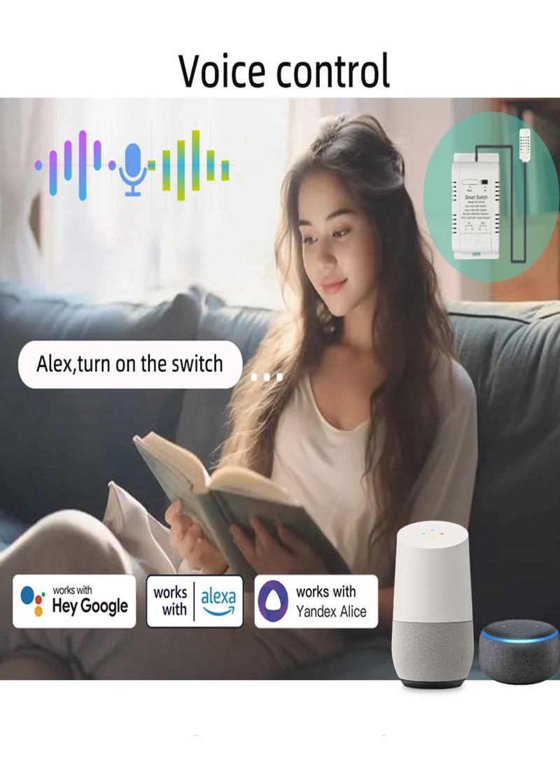 إي وي لينك مفتاح درجة الحرارة Ewelink WiFi للتحكم في تطبيق الهاتف المحمول مع إحصائيات البيانات ودعم سيناريوهات أتمتة IFTTT ومتوافق مع مساعد Google للتحكم الصوتي 【مفتاح درجة الحرارة 20 أمبير + مستشعر درجة الحرارة 2 متر】 - Image 4