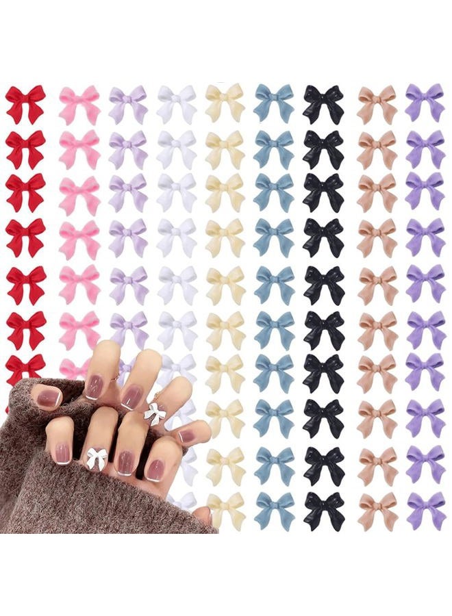 Asvnres 100Pcs 3D Bow Nail Art Decorations, Colorful Bowknot Accessories Bows Charms For Acrylic Resin Flatback Design - Image 1