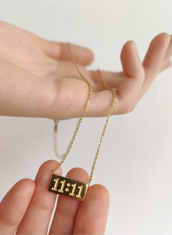 Bauble Cluster Anti Tarnish 18k Gold Plated Guardian Angel 11:11 Pendent For Girls | Stainless Steel Necklace Chain For Women | Waterproof | Jewellery Gifts For Girls (Pack of 1) - Image 4