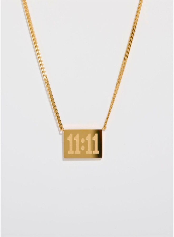 Bauble Cluster Anti Tarnish 18k Gold Plated Guardian Angel 11:11 Pendent For Girls | Stainless Steel Necklace Chain For Women | Waterproof | Jewellery Gifts For Girls (Pack of 1) - Image 1
