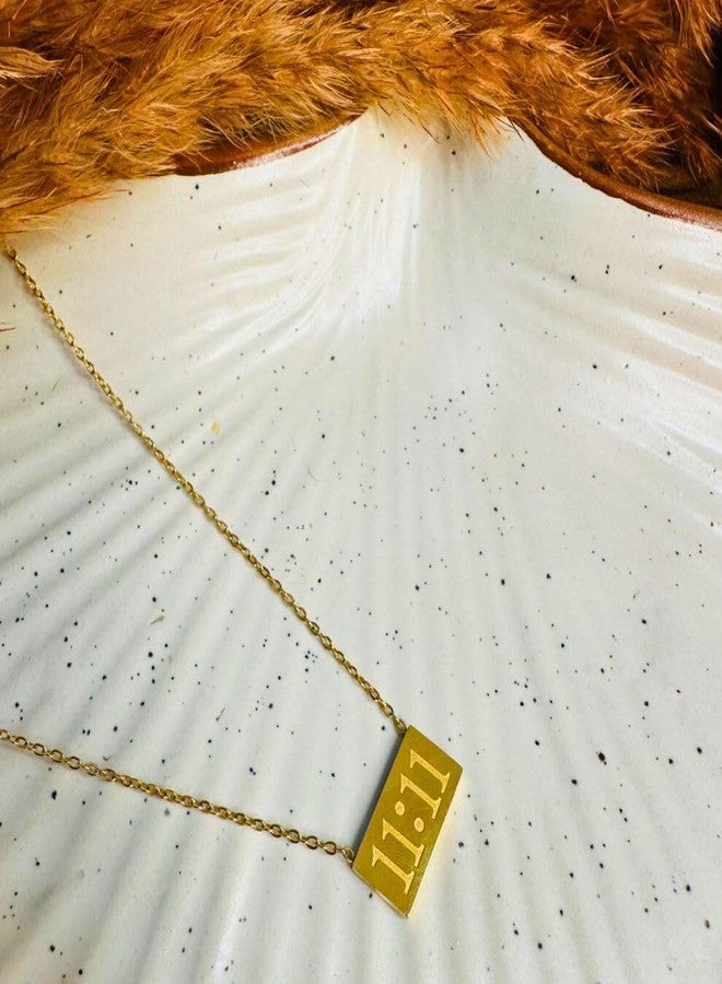 Bauble Cluster Anti Tarnish 18k Gold Plated Guardian Angel 11:11 Pendent For Girls | Stainless Steel Necklace Chain For Women | Waterproof | Jewellery Gifts For Girls (Pack of 1) - Image 5