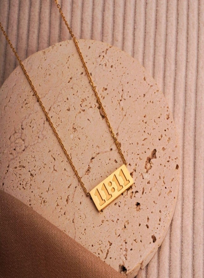 Bauble Cluster Anti Tarnish 18k Gold Plated Guardian Angel 11:11 Pendent For Girls | Stainless Steel Necklace Chain For Women | Waterproof | Jewellery Gifts For Girls (Pack of 1) - Image 3