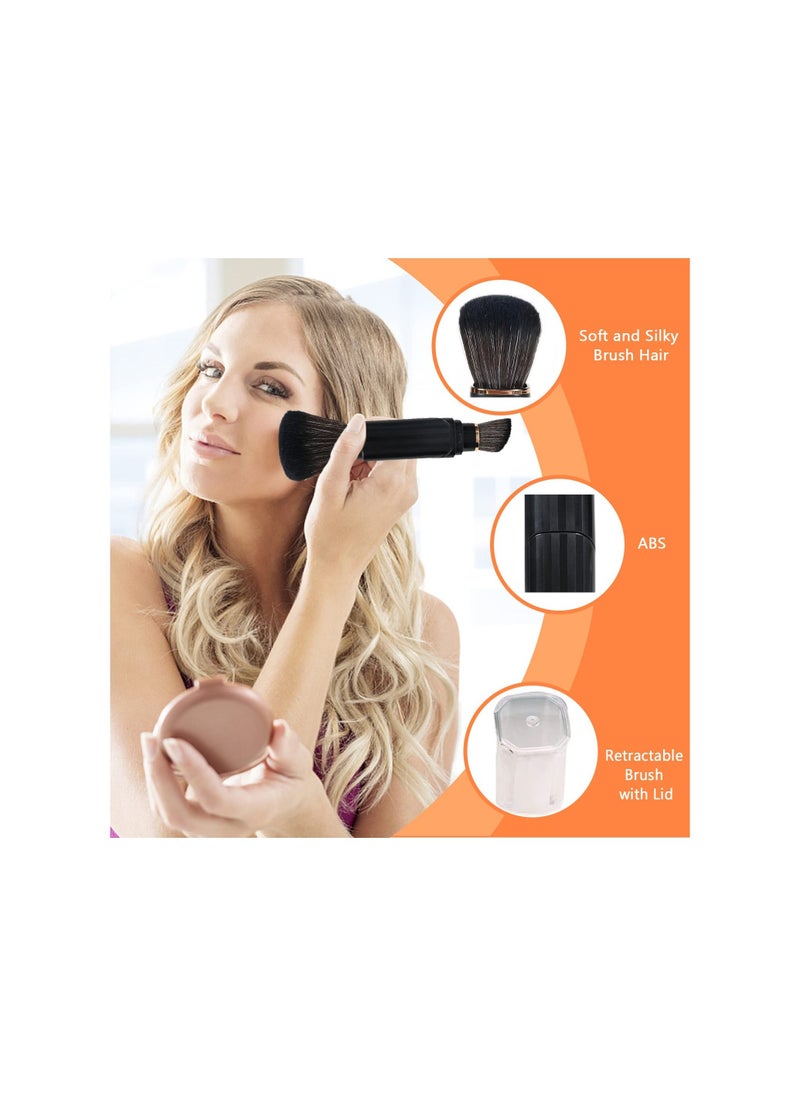 SYOSI Double Ended Makeup Brush, Retractable Kabuki Makeup Brushes, Travel Foundation Powder Blush Brush, Dual Concealer Makeup Brush With Cap for Blush, Bronzer, Buffing, Flawless Powder Cosmetics - Image 3