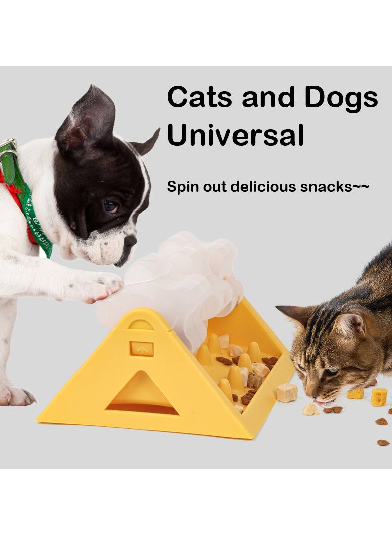 Three Rollers Rotating Leaking Food Toy for  Cats and Dogs Slow Feeding Training and Puzzle Training