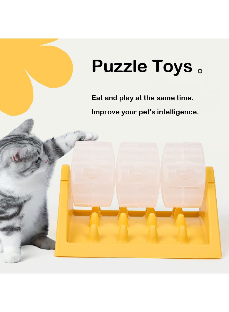 Three Rollers Rotating Leaking Food Toy for  Cats and Dogs Slow Feeding Training and Puzzle Training