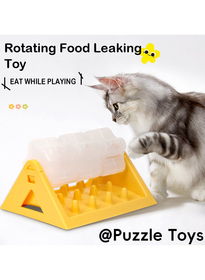 Three Rollers Rotating Leaking Food Toy for  Cats and Dogs Slow Feeding Training and Puzzle Training