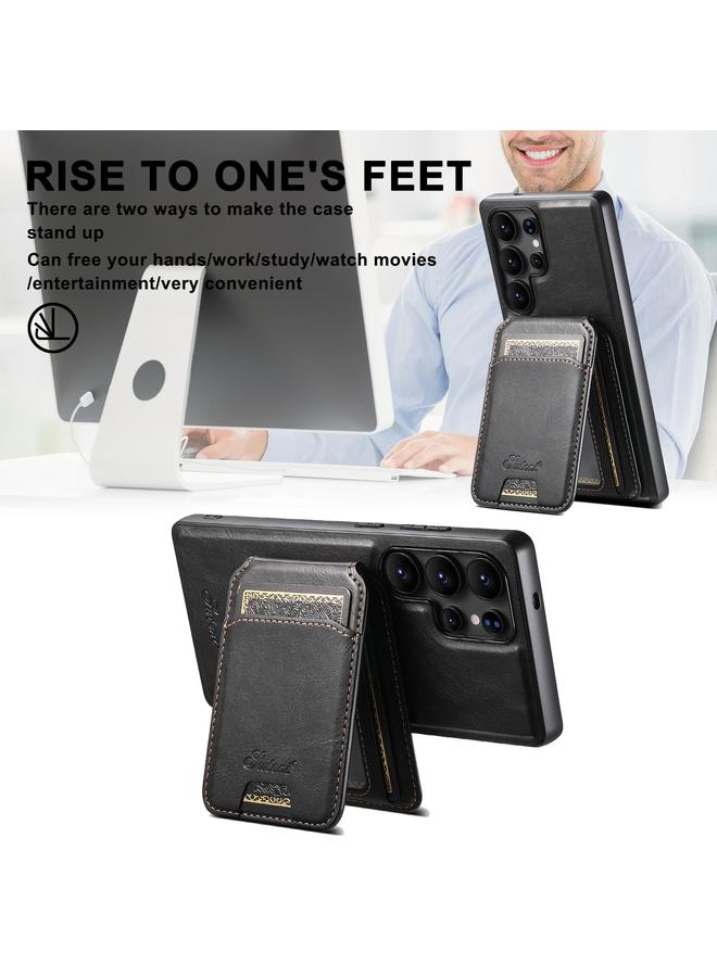 Suteni Case For Samsung Galaxy S25 5G H15 Oil Eax Leather Detachable Wallet Back Phone Case - Image 5