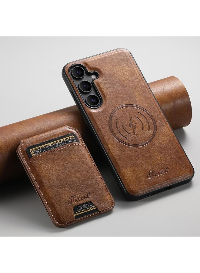 Suteni Case For Samsung Galaxy S25 5G H15 Oil Eax Leather Detachable Wallet Back Phone Case - Image 2