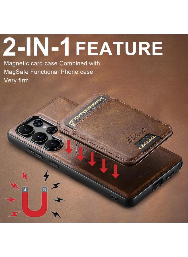 Suteni Case For Samsung Galaxy S25 5G H15 Oil Eax Leather Detachable Wallet Back Phone Case - Image 3