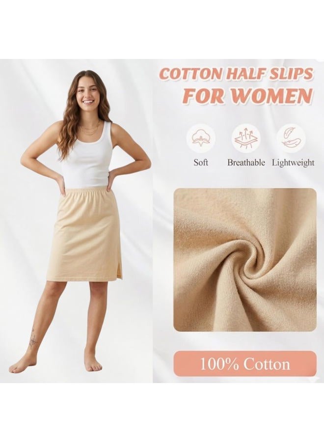 Aimly Women's Cotton Knee Length Skirt - White & Beige (Pack of 2) - Image 5