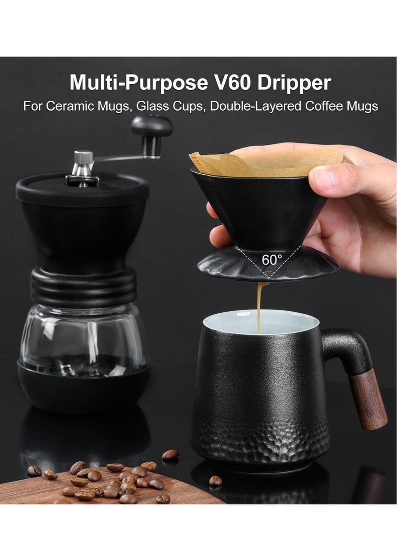 MIXDE Pour Over Coffee Maker Set, Ceramic Pour over Coffee Dripper and Decanter, V60 Coffee Filter Drip Brewer and Coffee Pot  - Image 3