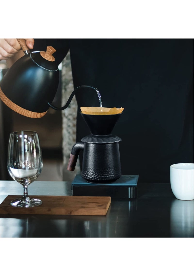 MIXDE Pour Over Coffee Maker Set, Ceramic Pour over Coffee Dripper and Decanter, V60 Coffee Filter Drip Brewer and Coffee Pot  - Image 4