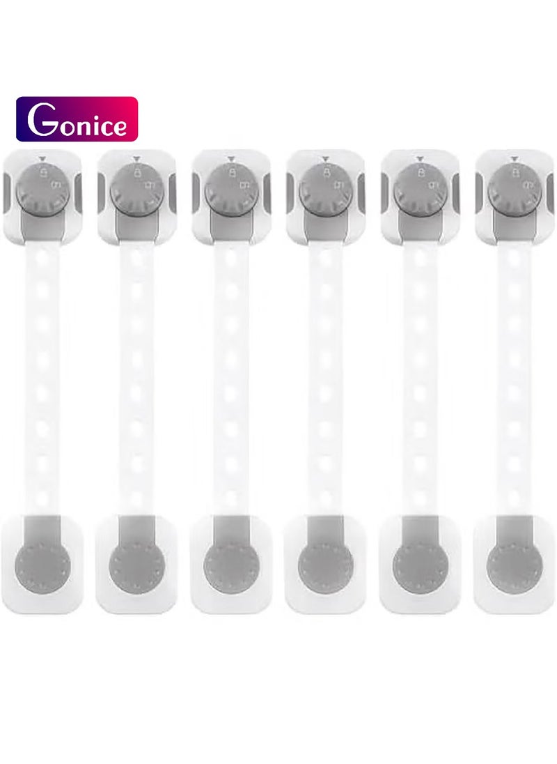 Gonice 6pcs Baby Safety Lock，Child Safety Locks，Multi-Functional Adjustable Double on Baby Anti-Clip Latch System For Cabinets, Drawers, Fridge, Closet Doors Etc  - Image 1