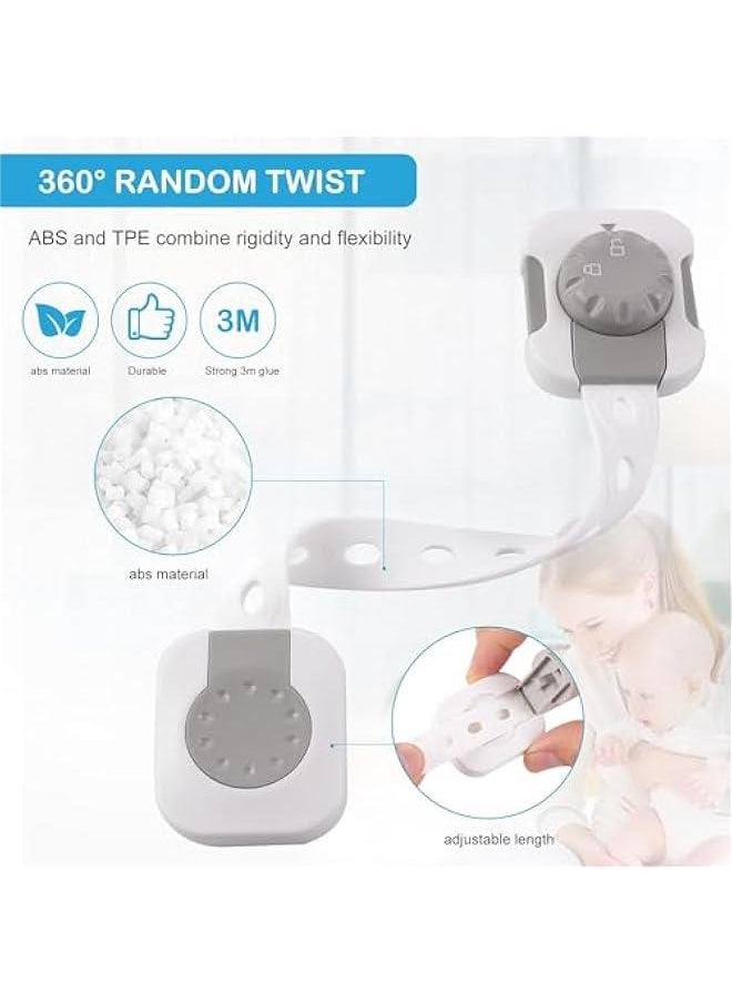 Gonice 6pcs Baby Safety Lock，Child Safety Locks，Multi-Functional Adjustable Double on Baby Anti-Clip Latch System For Cabinets, Drawers, Fridge, Closet Doors Etc  - Image 3