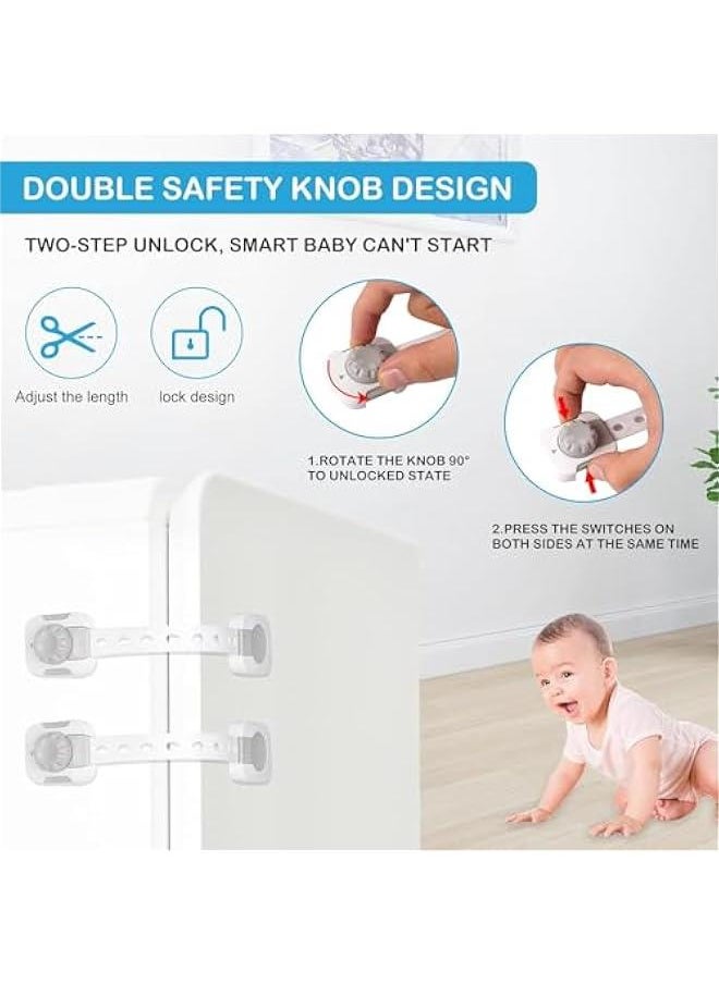 Gonice 6pcs Baby Safety Lock，Child Safety Locks，Multi-Functional Adjustable Double on Baby Anti-Clip Latch System For Cabinets, Drawers, Fridge, Closet Doors Etc  - Image 5