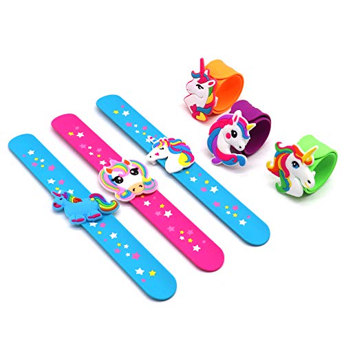 LOCHSOEL Silicone unicorn Slap Bracelets Silicone Unicorn Wristband Birthday Party Favors Party Favors Gifts Carnival Prizes Set 6 Pack - Image 1
