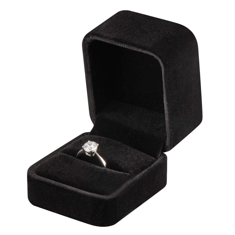 LETURE 4 Pieces Velvet Ring Gift Boxes Set, Earring Pendant Jewelry Case, Jewellry Display Box for Wedding, Engagement,Proposal, Birthday and Anniversary (4pcs Black) - Image 3