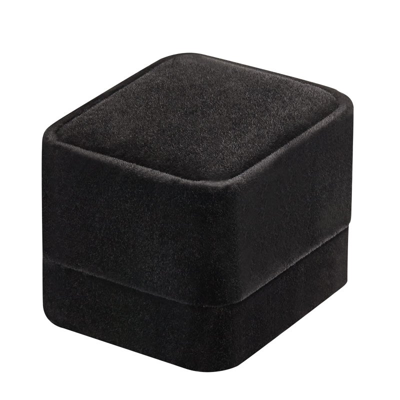 LETURE 4 Pieces Velvet Ring Gift Boxes Set, Earring Pendant Jewelry Case, Jewellry Display Box for Wedding, Engagement,Proposal, Birthday and Anniversary (4pcs Black) - Image 5