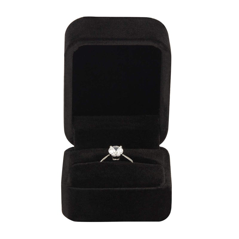LETURE 4 Pieces Velvet Ring Gift Boxes Set, Earring Pendant Jewelry Case, Jewellry Display Box for Wedding, Engagement,Proposal, Birthday and Anniversary (4pcs Black) - Image 4