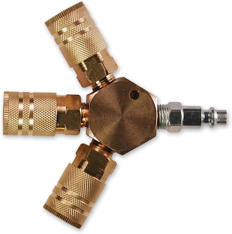 Primefit Primefit M14065 3Way Hex Style Air Manifold with Industrial 6Ball Brass Couplers 14  - Image 1