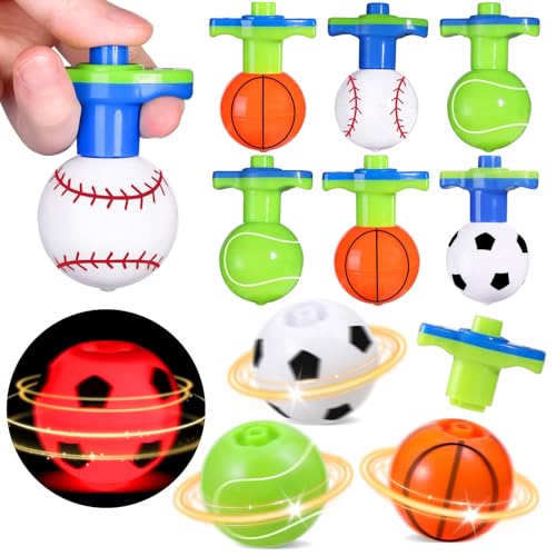 SCIONE 12Pcs LED Light Up Spinning Tops for Kids Glow in The Dark Party Supplies Easter Basket Stuffers Birthday Party Favor Bulk Toys Treasure Box Toys for Classroom Prize - Image 1
