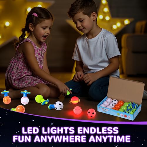 SCIONE 12Pcs LED Light Up Spinning Tops for Kids Glow in The Dark Party Supplies Easter Basket Stuffers Birthday Party Favor Bulk Toys Treasure Box Toys for Classroom Prize - Image 5