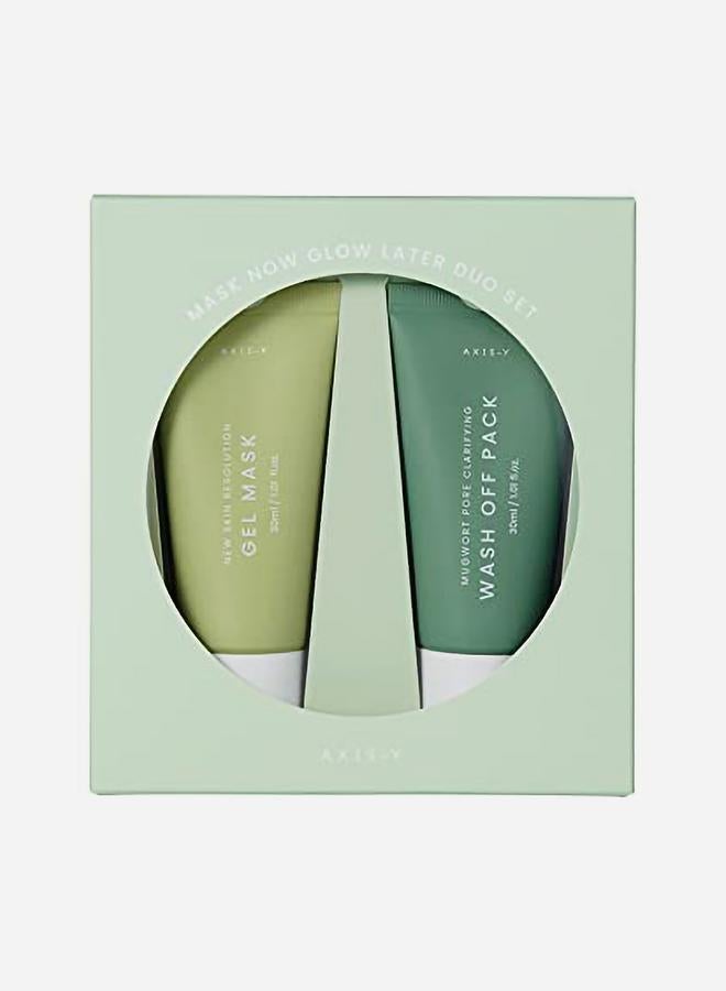 AXIS-Y Mask Now Glow Later, Mugwort Pore Clarifying Wash Off & New Skin Resolution Gel Mask - Image 1