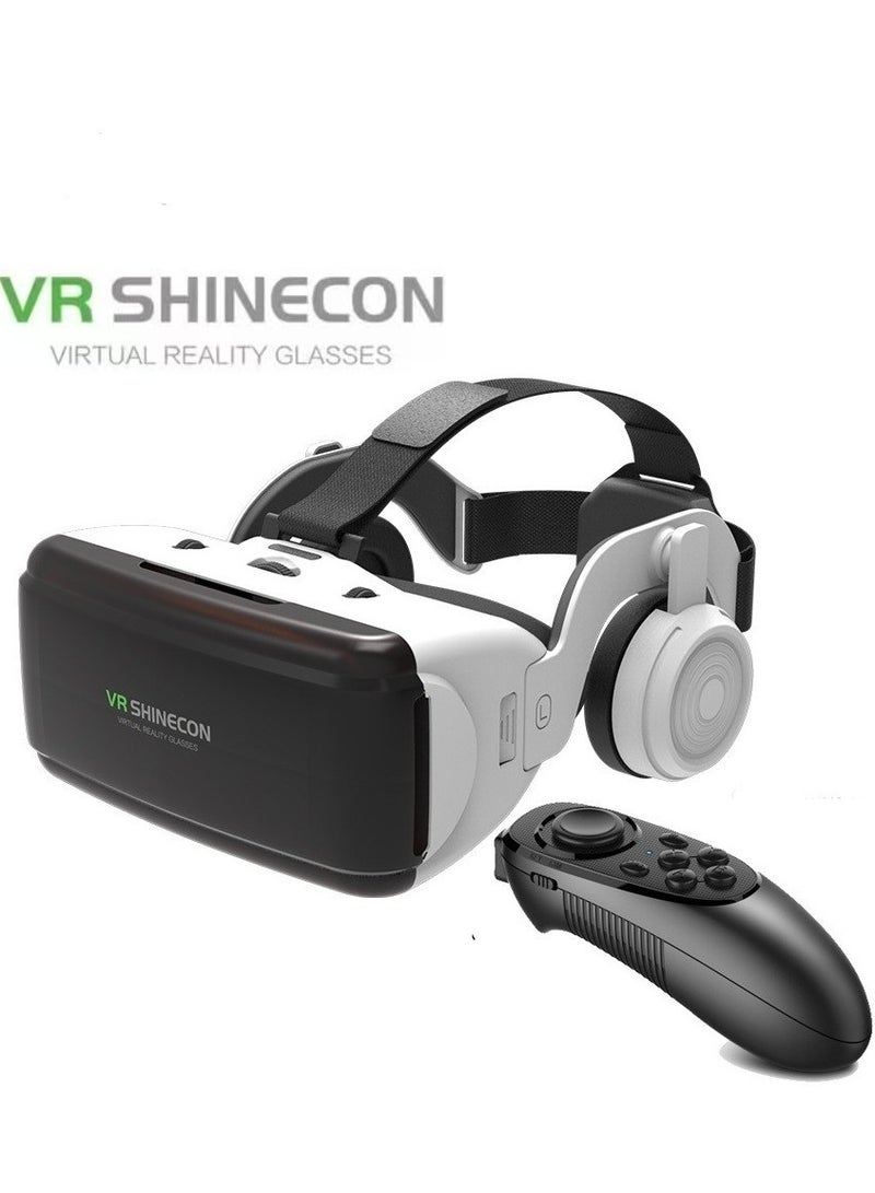 general Classic VR Goggles VR SHINECON 3D Virtual Reality Glasses+Controller Headset Version VR Glasses for TV, Movies & Video Games Compatible with iOS & Android Smartphone within 4.7-6.1inch Screen Phone, Blu-Ray Lenses Eye Protected, Soft & Comfortable Adjustable Distance, IMAX Giant Screen/Panoramic Roaming/ Immersive Games - Image 1