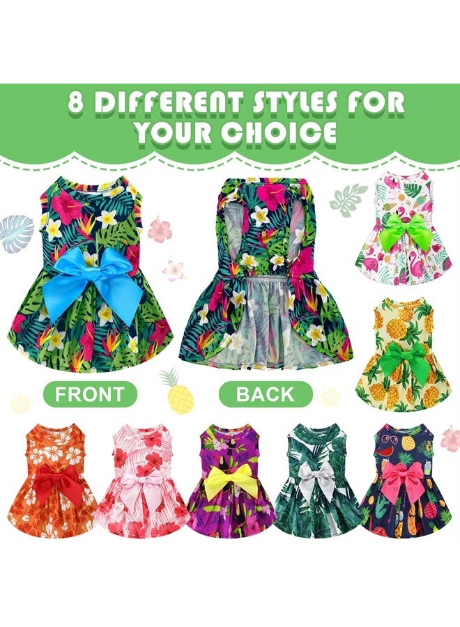 LEIFIDE 8 Pcs Summer Themed Hawaii Dog Dresses Holiday Dog Dress Flamingo Fruit Floral Pattern Pet Skirts Hawaii Puppy Princess Dresses Outfits Bowknot Puppy Dresses for Girl Dogs Cats Beach (XL) - Image 2