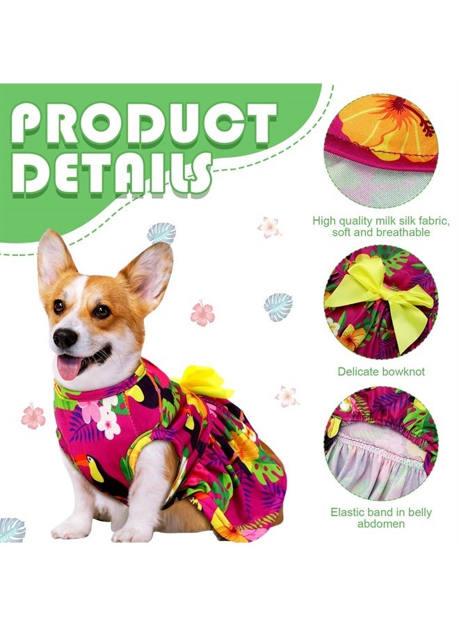 LEIFIDE 8 Pcs Summer Themed Hawaii Dog Dresses Holiday Dog Dress Flamingo Fruit Floral Pattern Pet Skirts Hawaii Puppy Princess Dresses Outfits Bowknot Puppy Dresses for Girl Dogs Cats Beach (XL) - Image 1