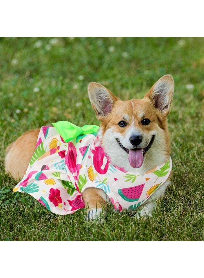 LEIFIDE 8 Pcs Summer Themed Hawaii Dog Dresses Holiday Dog Dress Flamingo Fruit Floral Pattern Pet Skirts Hawaii Puppy Princess Dresses Outfits Bowknot Puppy Dresses for Girl Dogs Cats Beach (XL) - Image 4