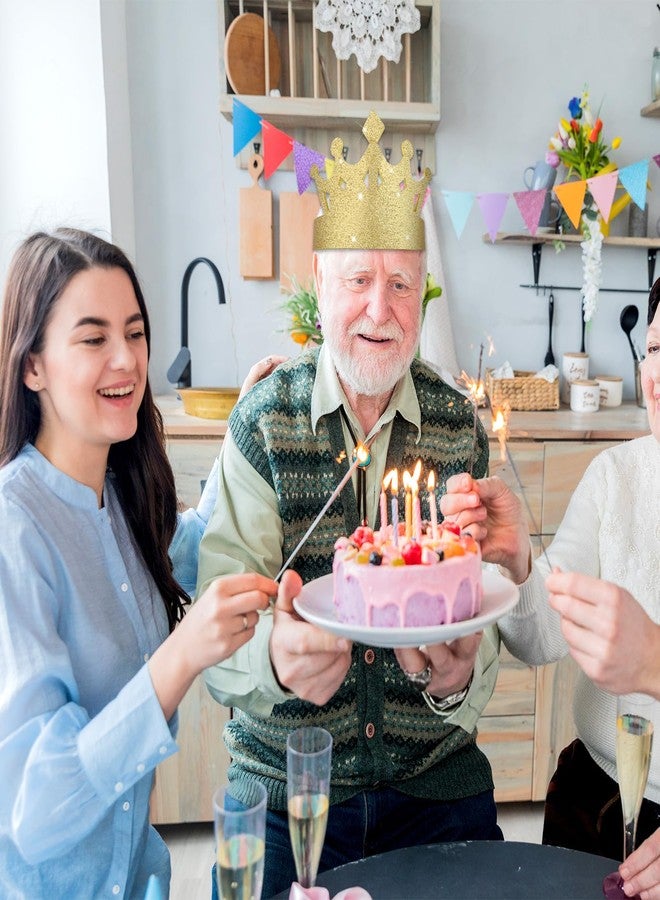 SynHHergyx 4 Pcs Gold King Crown Glitter Queen Crowns with Elastic Band Felt Birthday Crown for Birthday Celebration Photo Props Role Play Party Gathering - Image 5