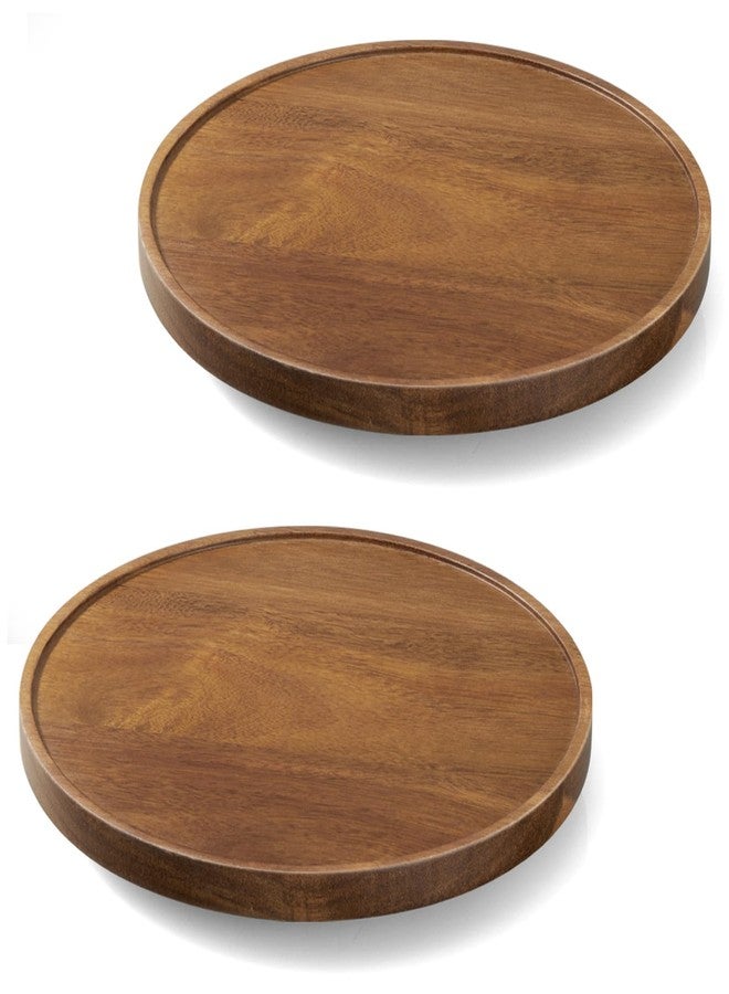 CMLKLZD 2 Pack 10“ Acacia Wood Lazy Susan Turntable Organizer for Cabinet - Round Wooden Lazy Susan Organization and Storage for Pantry Table Kitchen Countertop Cupboard Coffee Bar Farmhouse Decor - Image 1