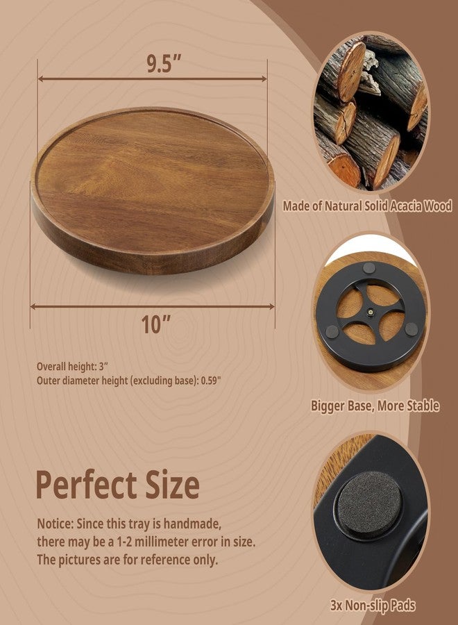 CMLKLZD 2 Pack 10“ Acacia Wood Lazy Susan Turntable Organizer for Cabinet - Round Wooden Lazy Susan Organization and Storage for Pantry Table Kitchen Countertop Cupboard Coffee Bar Farmhouse Decor - Image 2
