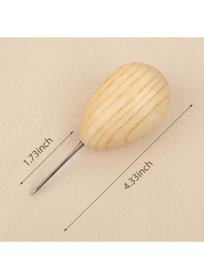 Lineco Lineco Wooden Ball Handle Awl. Extra-Heavy Duty, Comfortability and Good Control, Thin Point for Sewing - Image 2