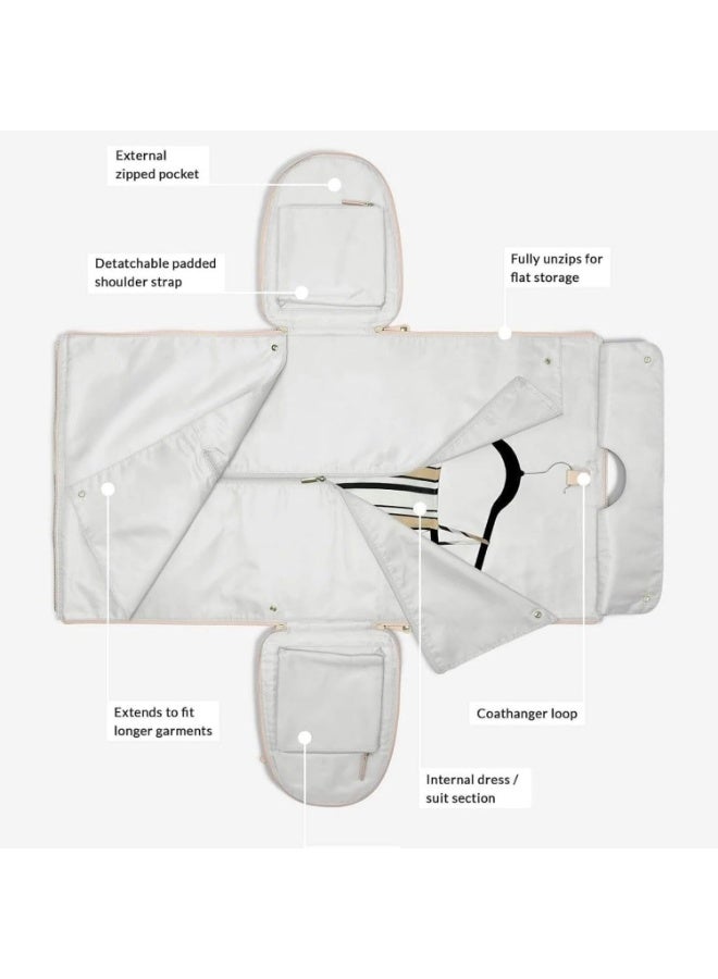 عربست حقيبة سفر كبيرة، حقيبة سفر فاخرة مقاومة للماء، حقيبة سفر فاخرة قابلة للتحويل، حقيبة ملابس قابلة للطي (بيج) - Image 3