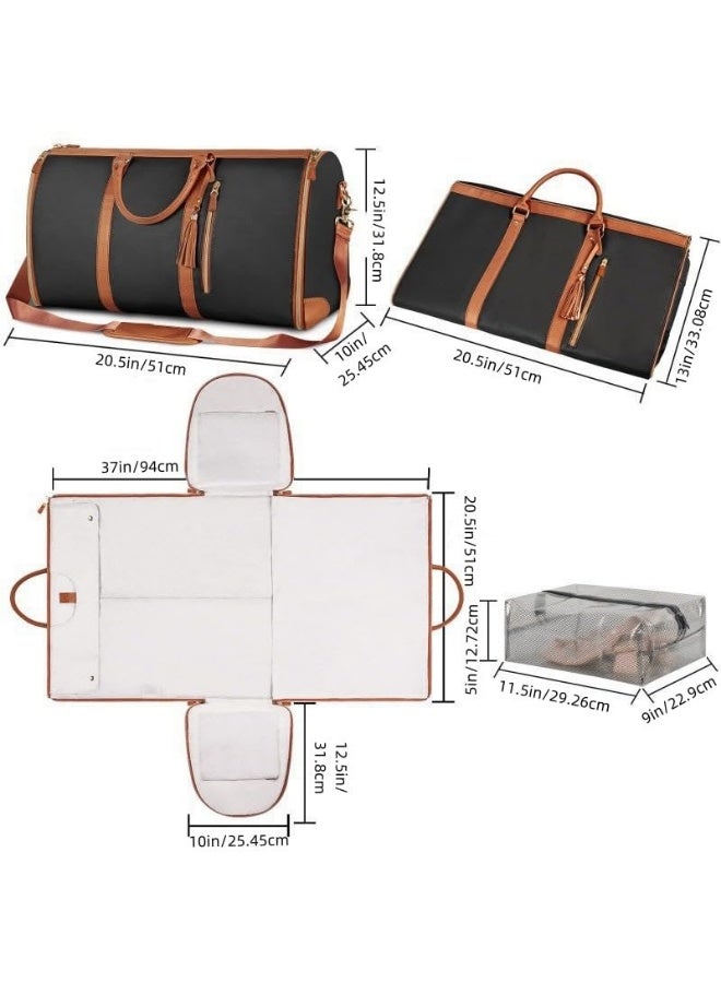 عربست حقيبة سفر كبيرة، حقيبة سفر فاخرة مقاومة للماء، حقيبة سفر فاخرة قابلة للتحويل، حقيبة ملابس قابلة للطي (بيج) - Image 2