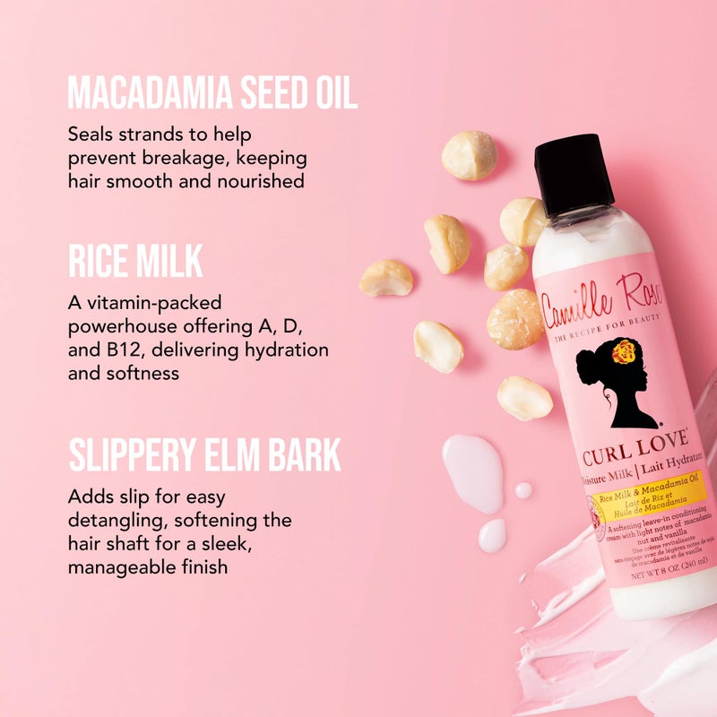 Camille Rose Curl Love Moisture Milk Leave-In Conditioner, with Rice Milk and Macadamia Oil to Soften, Smooth and Detangle Curly Hair, 8 oz - Image 4