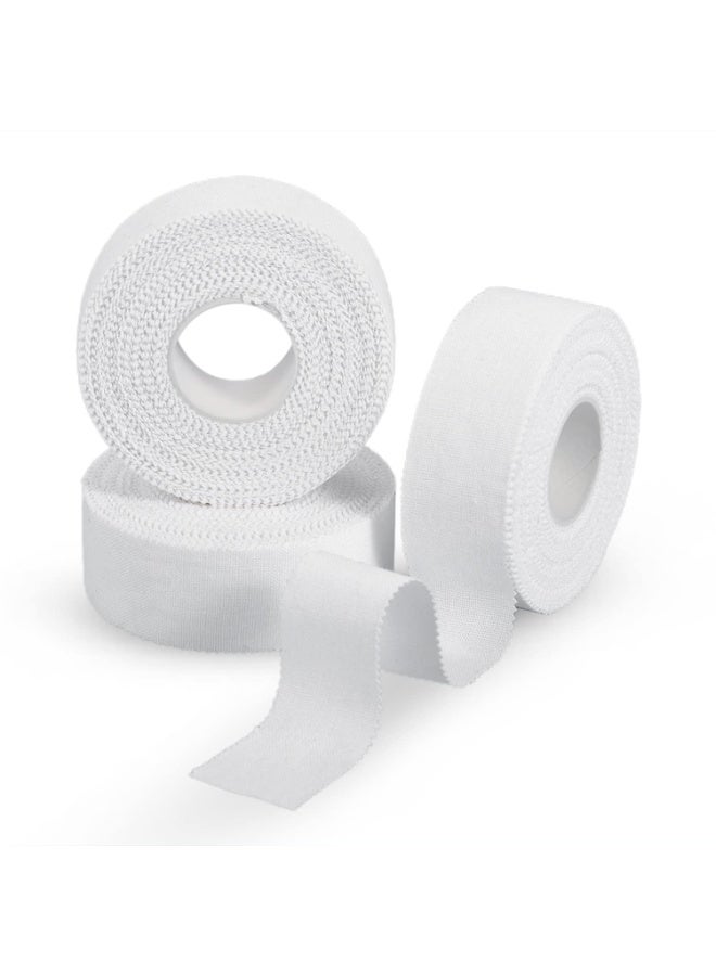 Joudi 3 Rolls Zinc Oxide Tape, 10m x 2.5cm Cohesive Bandage Flexible Breathable Wrist Finger Tape Easy Tear Athletic Sports Tape for First Aid Sports Ankle（White） - Image 1