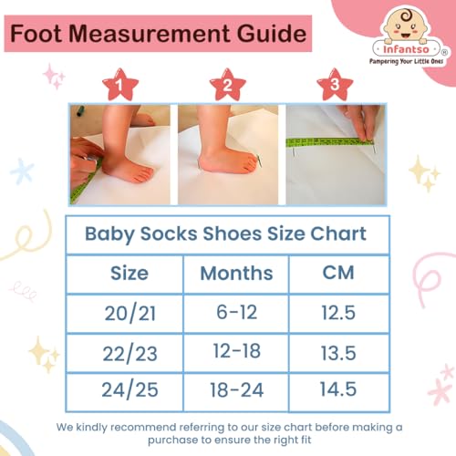 Infantso Teddy Toes Anti-Skid Cotton Baby Socks Shoes with Lightweight Soft Sole for New Born 0-2 Years, Ankle Socks for Infants Shower Gifts, Walking Baby Sneakers 18-24 M - Image 3