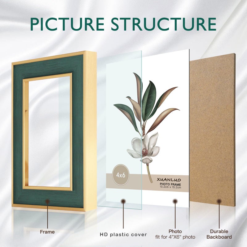 XUANLUO 4 Pack Picture Frames Farmhouse Rustic Picture Frame Sets with Distressed Wood Grain,Display Pictures Tabletop or Wall Decor (Mix Color, 4x6 (4pc)) - Image 3