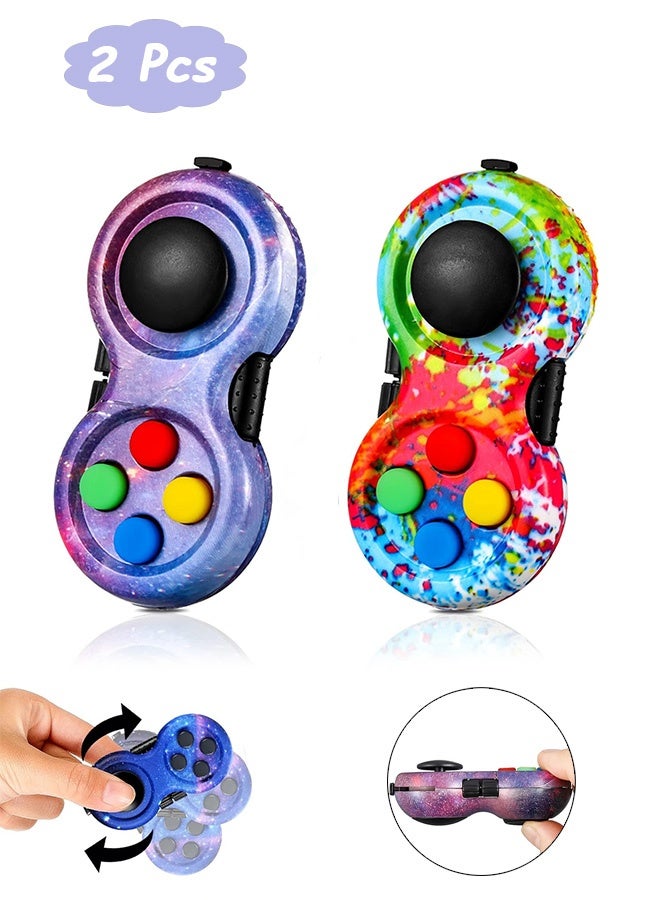 GD 2 Pcs Fidget Toy with 8-Fidget Functions for Teens and Adults - Cam Fidget Pad Controller for Relieve Anxiety - Mini Game Remote Controller Fidget Pad Stress Reducer - Image 1