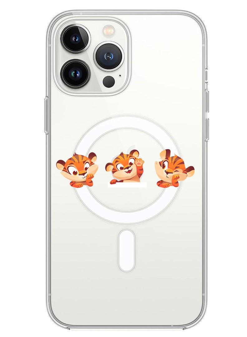 Theodor Magnetic Case for iPhone 13 Pro Max 6.7-inch Compatible with MagSafe Wireless Charging, Shockproof Phone Bumper Cover Cute tiger expressions  - Image 1