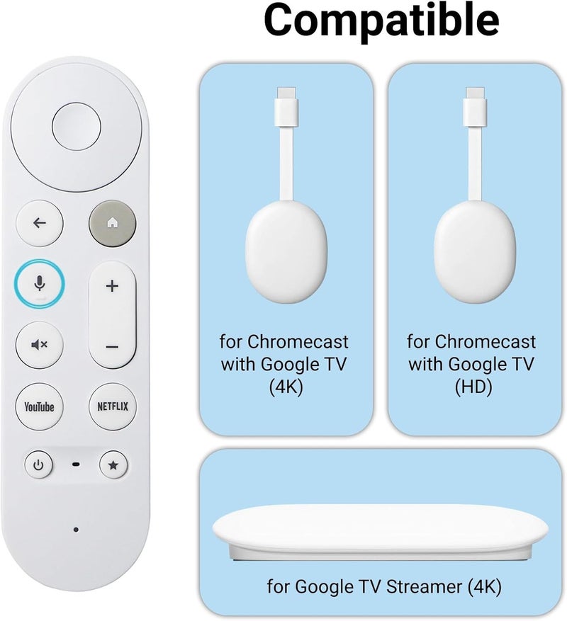 ARCSTILL New Replacement Google TV Streamer 4K Voice Smart Remote Control, Voice Search Remote with Buzzer, Compatible with Google Streamer 4K, Chromecast Google TV - Image 4