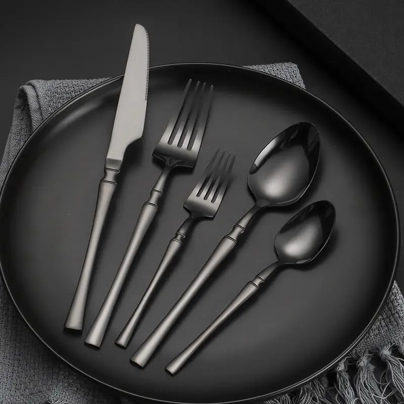 aDai Matte Black Silverware Set Satin Finish 12Piece Korean Vintage Style Flatware Set Dishwasher Safe Stainless Steel Cutlery for Home Restaurant Gifting - Image 3